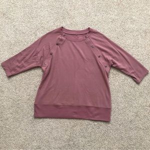 Isabel maternity nursing 3/4 sleeve sweatshirt in light purple.